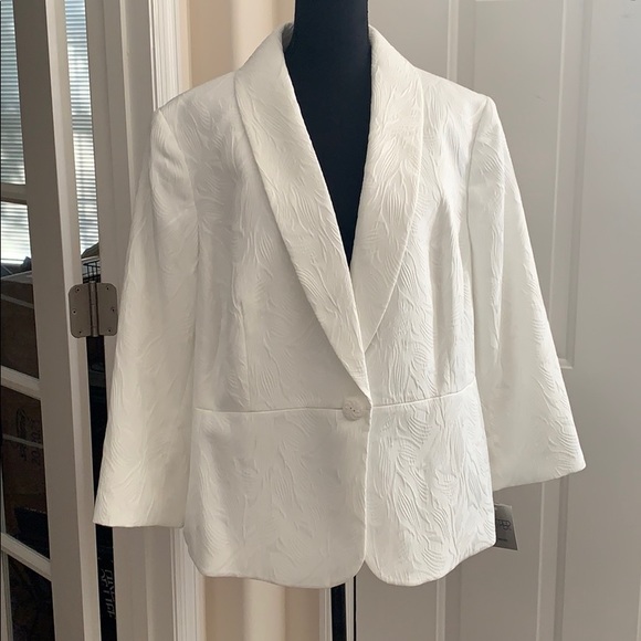 Kasper One Button Leaf Jacquard Blazer - Picture 1 of 9